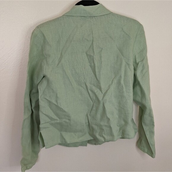 Adolfo Studio Top Button Front 100% Linen 90's Relaxed Fit Coastal Size 4 - Picture 7 of 11